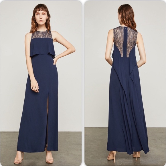 NEW BCBGMAXAZRIA Sleeveless Cascading Back Ruffle Gown - Picture 4 of 14